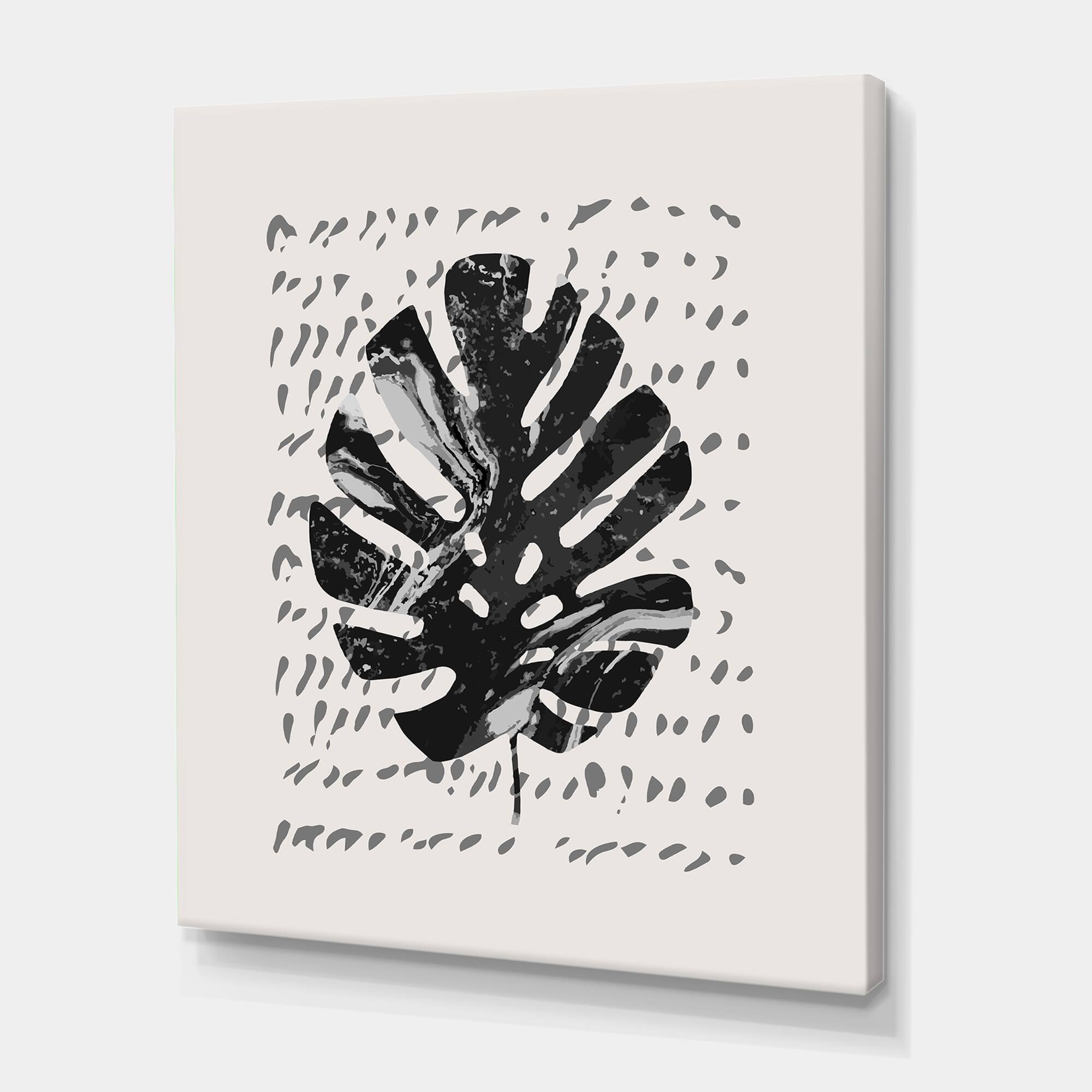 Designart - Minimal Tropical Palm Leaf On Grunge Texture